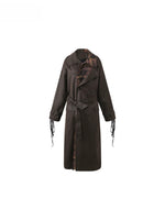 Distressed Contrast Panel Trench Coat
