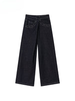 Irregular Waist Original Color Wide-Leg Denim Pants