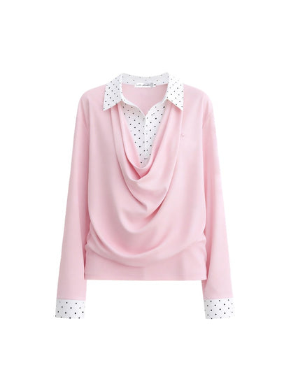 Polka Dot Layered Drape Top