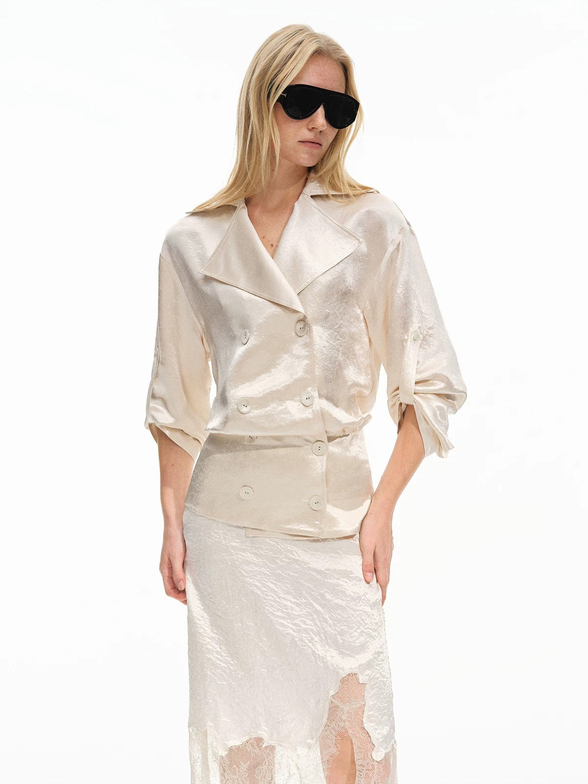 Acetate Lace Layered Midi Skirt