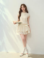 “Afternoon Study” Lyocell Lace Pleated Dress