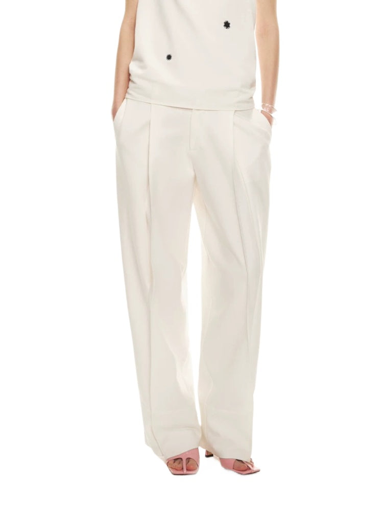Pleated Cuff Straight Pants