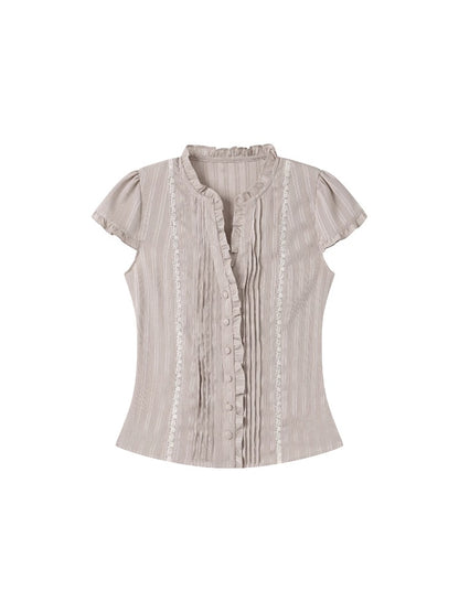 Ruffle Lace Waist Shirt