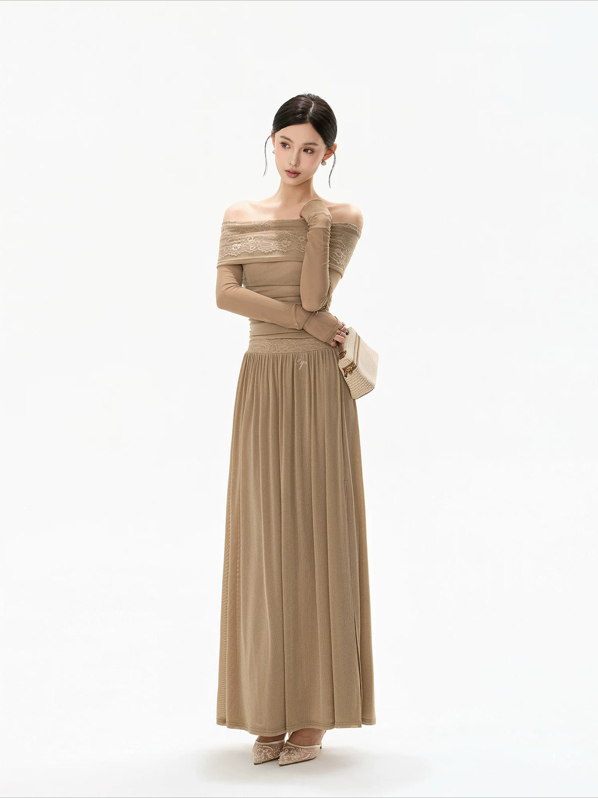 Lace Off Shoulder Maxi Dress