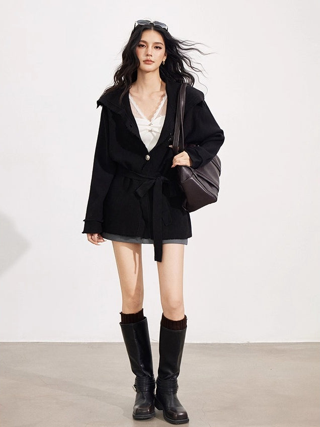 Oversized Collar Knit Jacket