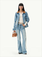 Contrast Suede Denim Jacket