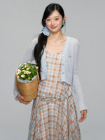 Plaid Ruffle Hem Midi Dress