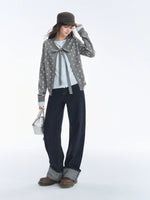 Polka Dot Bow Tie Knit Cardigan