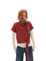 Wool Blend Tie Detail Knit Top