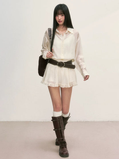 Apricot Ballet Ruffle Mini Skirt