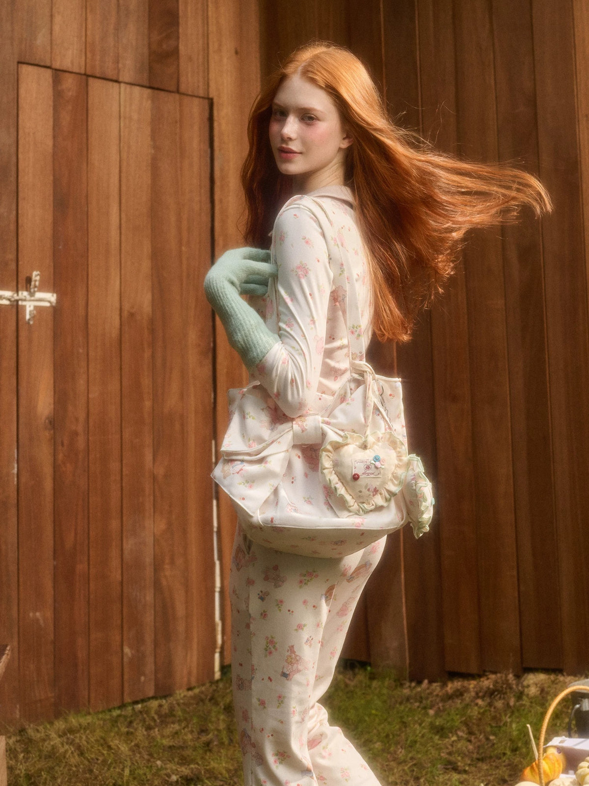 Handmade Bunny Print Bow Tote Bag