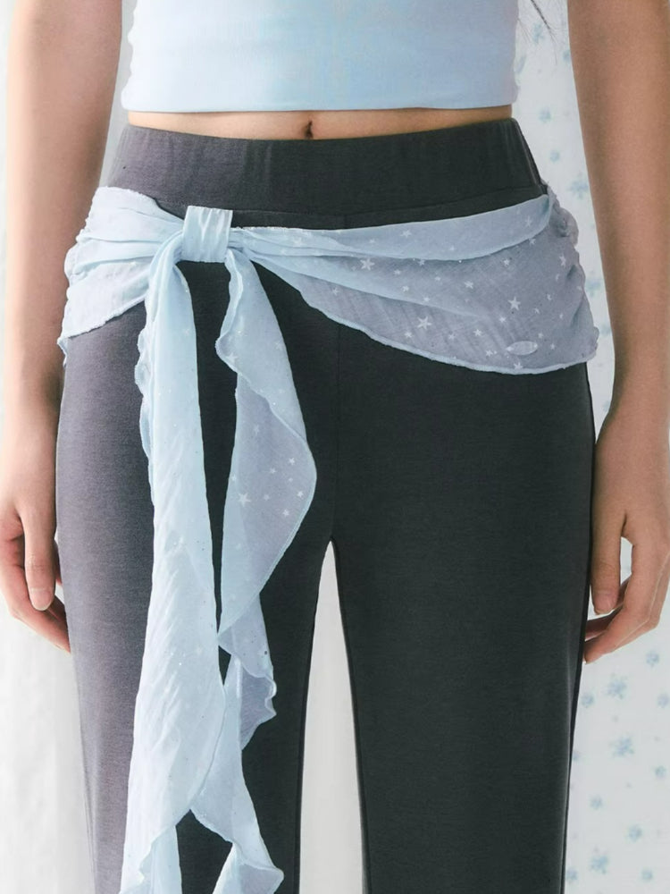 Ribbon Detail Flared Pants