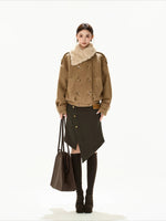 Asymmetric Fur Collar Coat