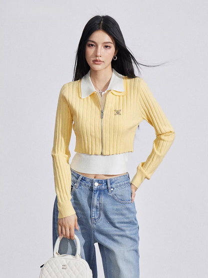 Contrast Polo Knit Set