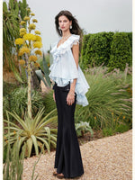 Ruffle V-Neck Sleeveless Blouse