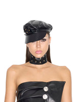 Studded Leather Beret Cap