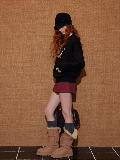 Embroidered Animal Knit Sweatshirt