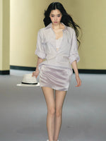 Satin Halter Top Skirt Set