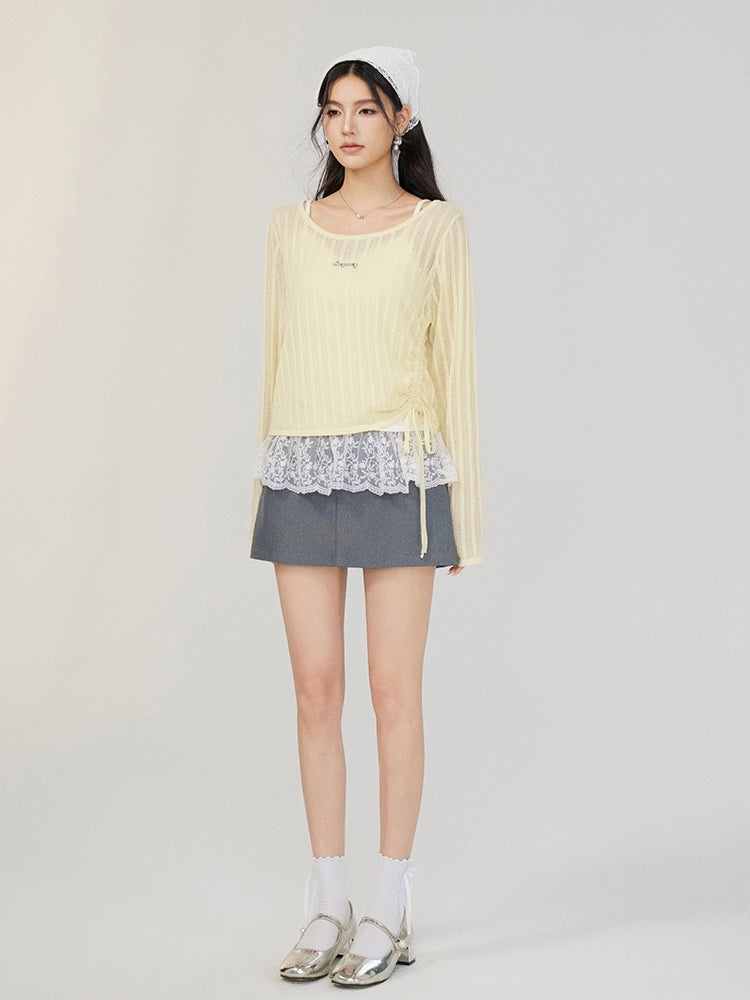 Hollow Irregular Lyocell Top