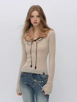 Ribbed Wool Polo Top