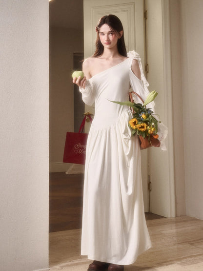 Hot Milk Off-Shoulder Knit Maxi Dress