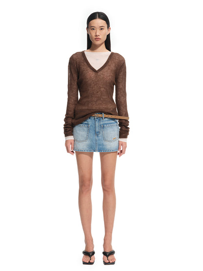 Alpaca Irregular Thin Long-sleeve Top