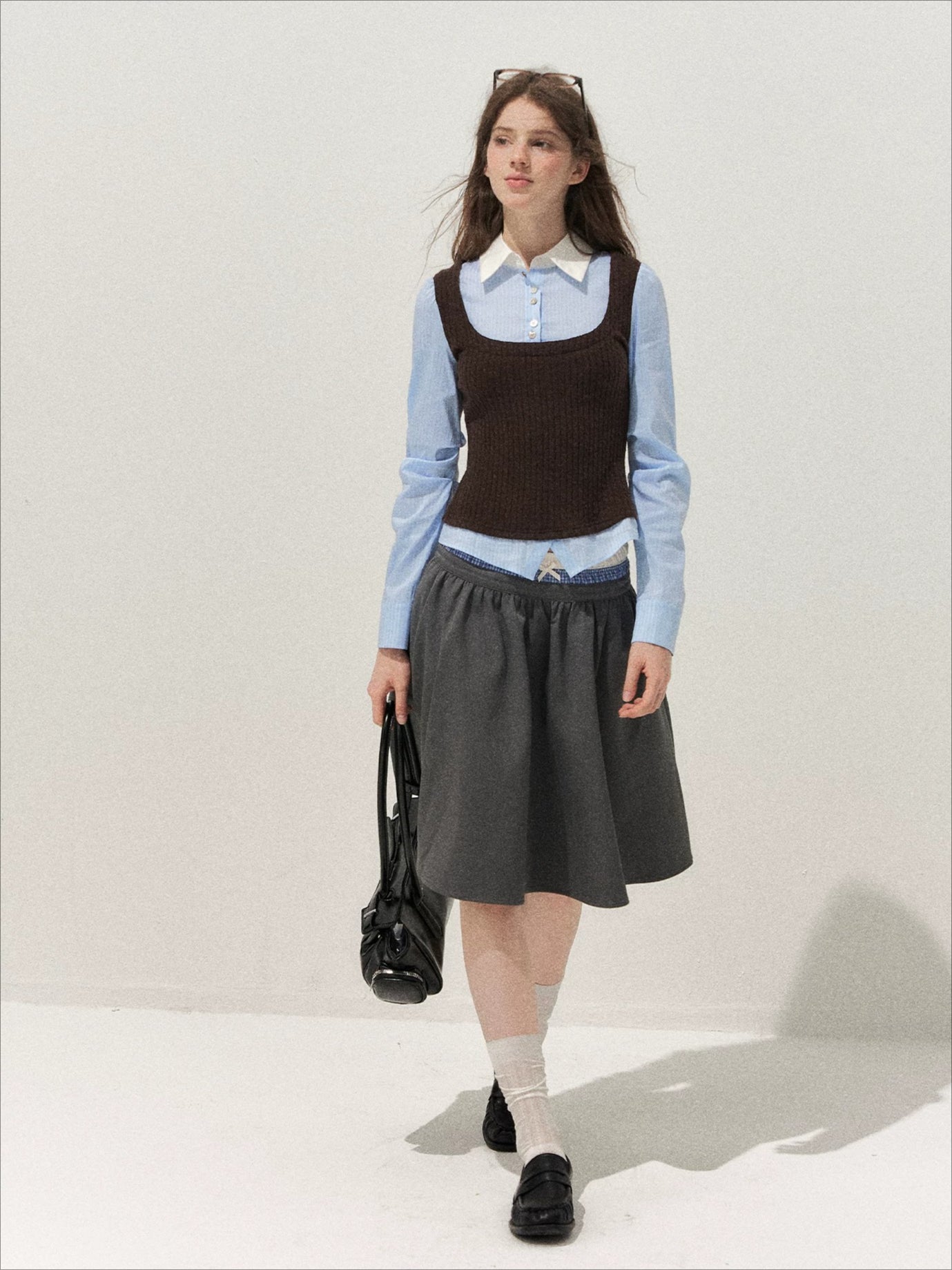 Cable Knit Vest Shirt