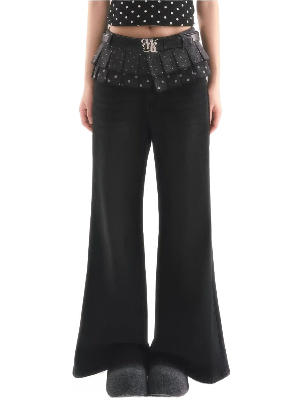 Black Detachable Flare Jeans
