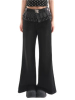 Black Detachable Flare Jeans