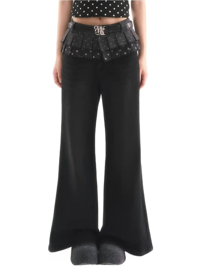 Black Detachable Flare Jeans