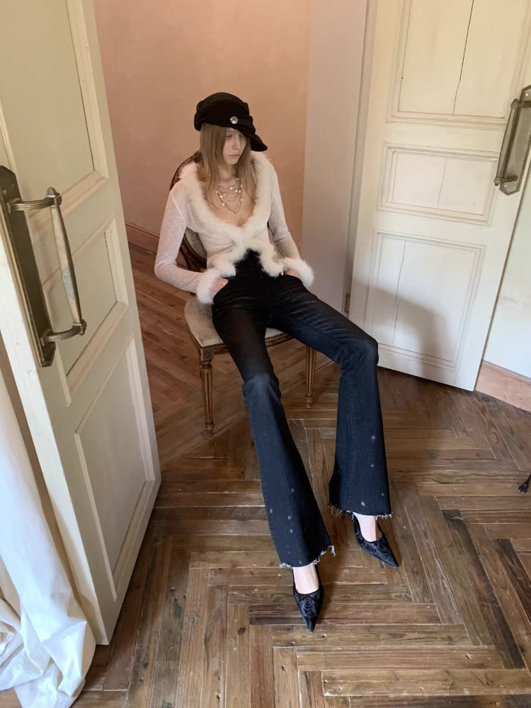 Sequin Knit V-neck Cardigan