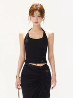 Cool Black Knot Halter Tank Top