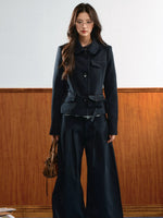 Lace Waist Wide-Leg Pants