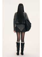 Asymmetric Turtleneck Batwing Sleeve Sweater