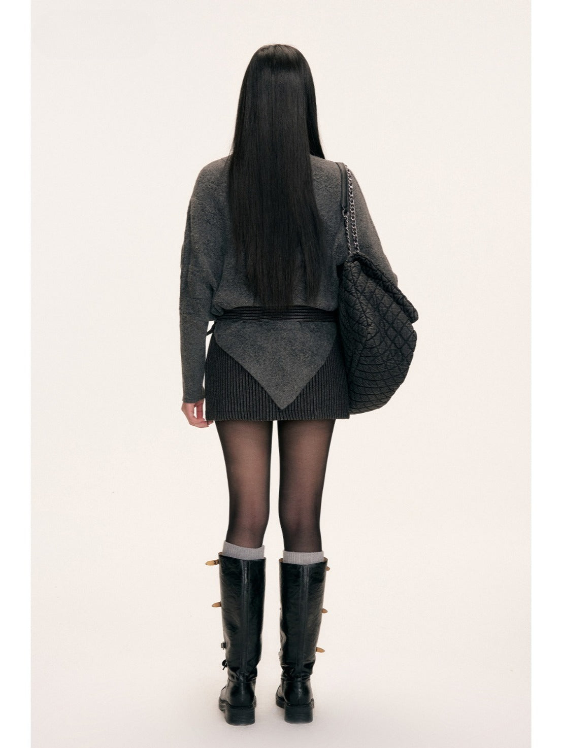 Asymmetric Turtleneck Batwing Sleeve Sweater