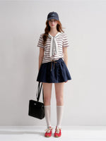 Pleated Ribbon Bow Skirt