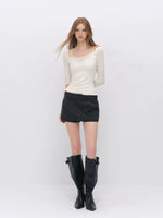 Wool Belted A-Line Skort