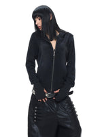 Washed Embroidered Zip Hoodie