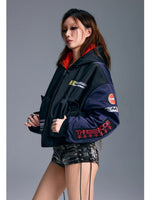 American Printed Hooded Short Jacket