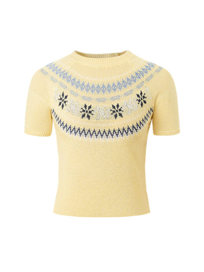 Fair Isle Jacquard Knit T-shirt