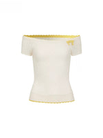 Acetate Wool Off-Shoulder T-shirt