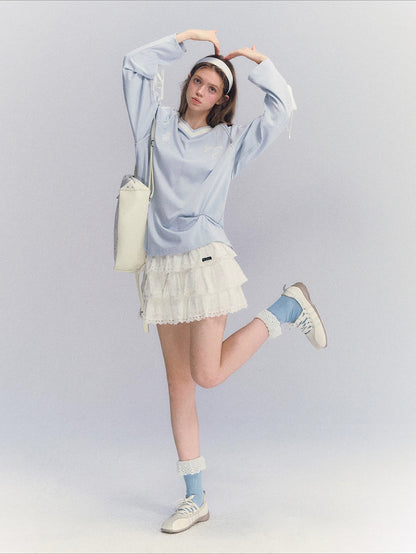 Contrast Bow Long Sleeve Tee