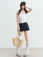 Eyelet Doll Collar Blouse & Skirt Set