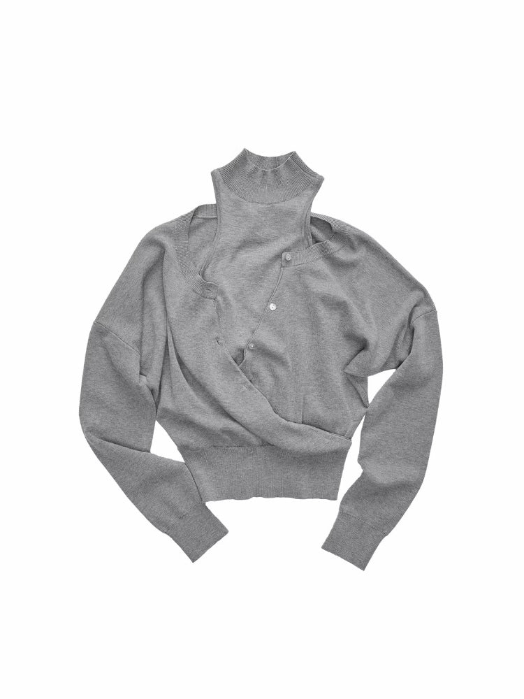 Acetate Cashmere Layered Cardigan