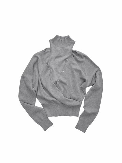 Acetate Cashmere Layered Cardigan