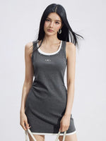 Colorblock U-Neck Dress