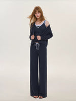Contrast Wool Blend Three-Piece Set
