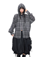 Vintage Plaid Hooded Oversized Shirt