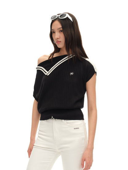 Black Contrast Asymmetric Tee