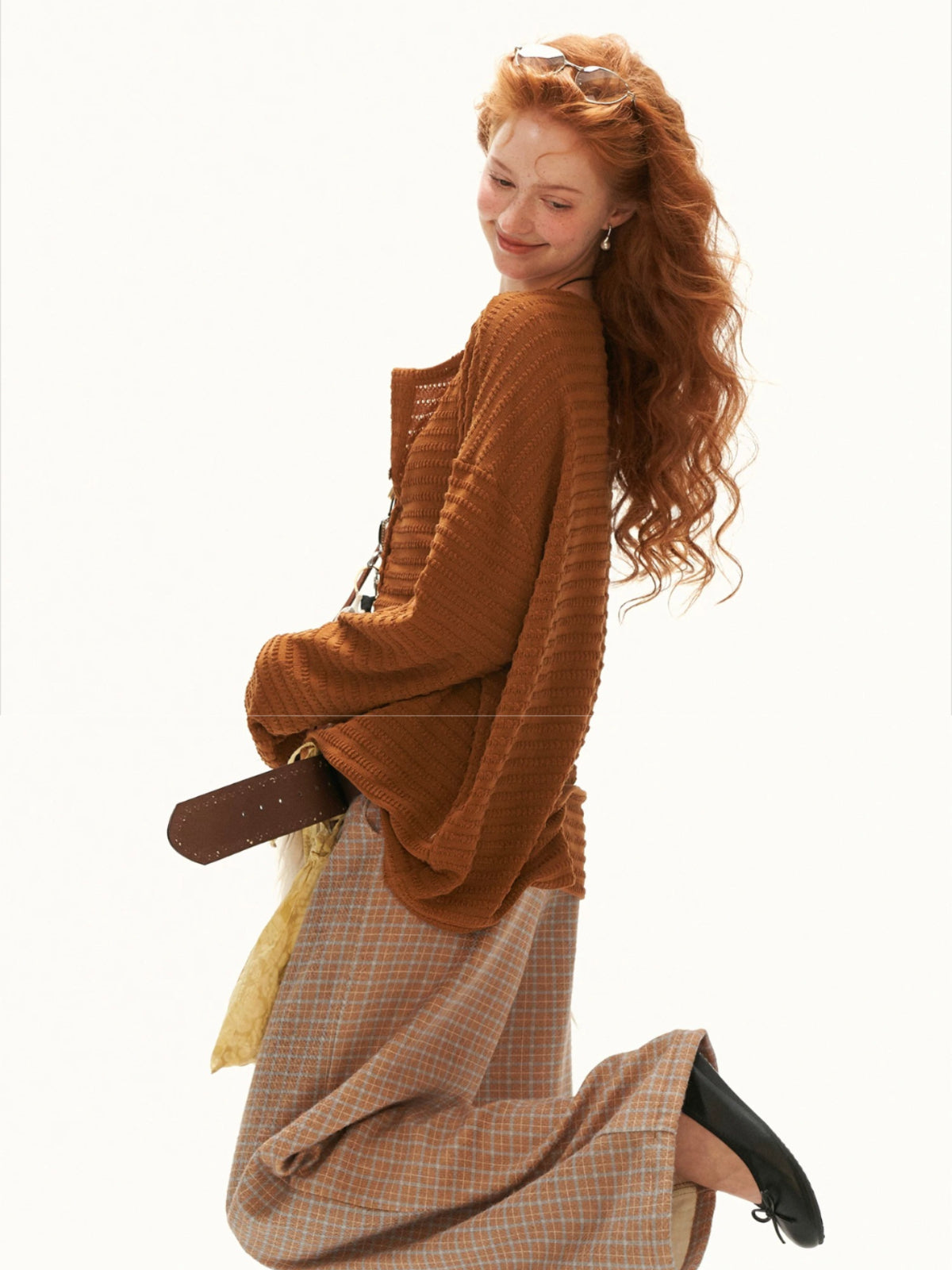 Textured Henry Neck Long Sleeve Top